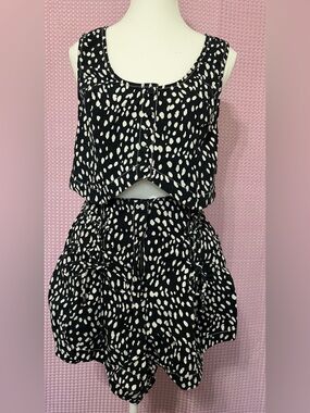 Free People Black & White Printed Two-Piece Set